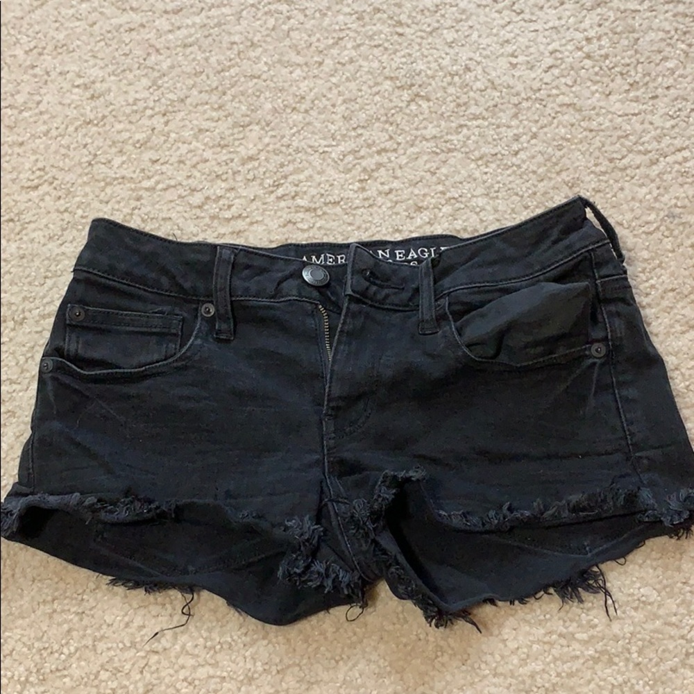 black jean shorts